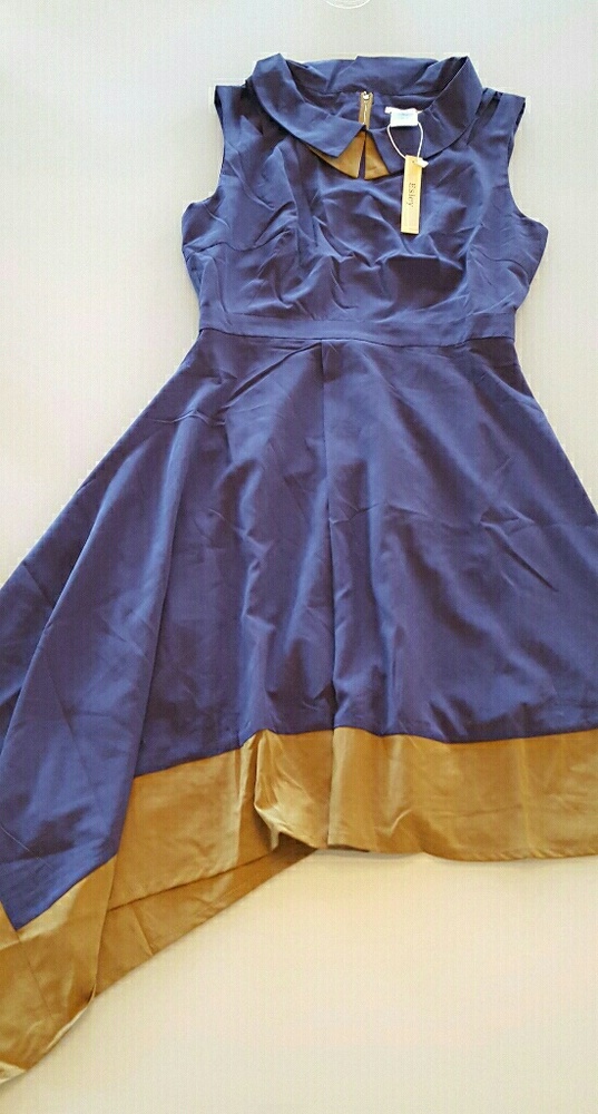 Esley Purple Mocha Retro Asymmetrical Midi Dress